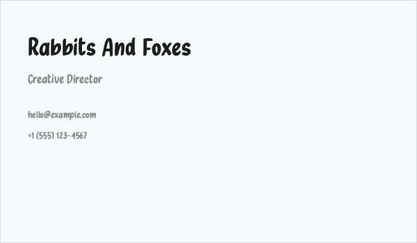 Rabbits And Foxes Business Card