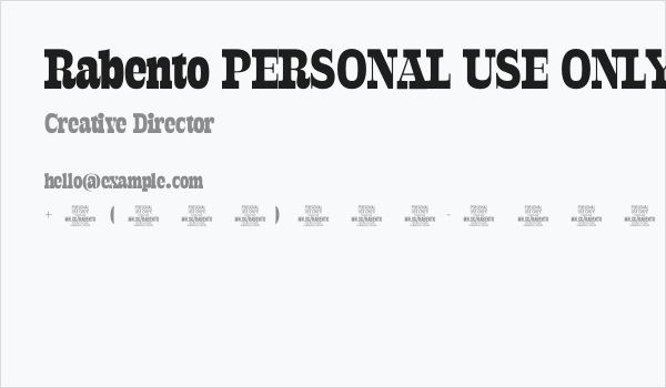Rabento PERSONAL USE ONLY Black Business Card