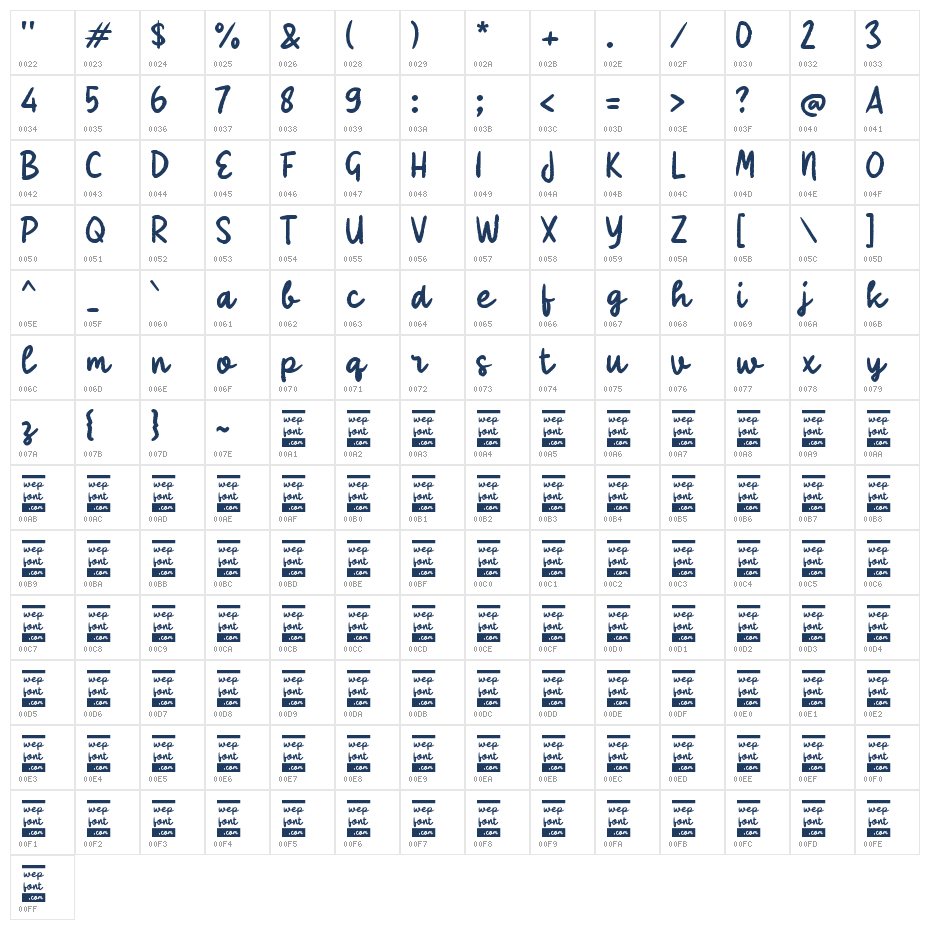 Rabeya Writing Character Map