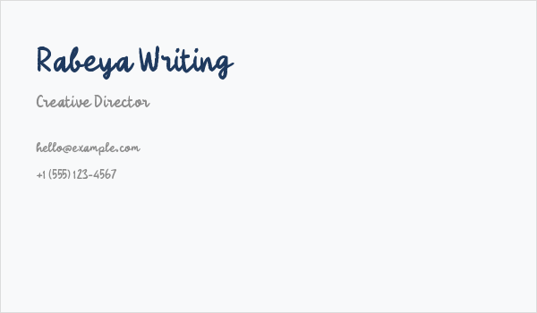 Rabeya Writing Business Card