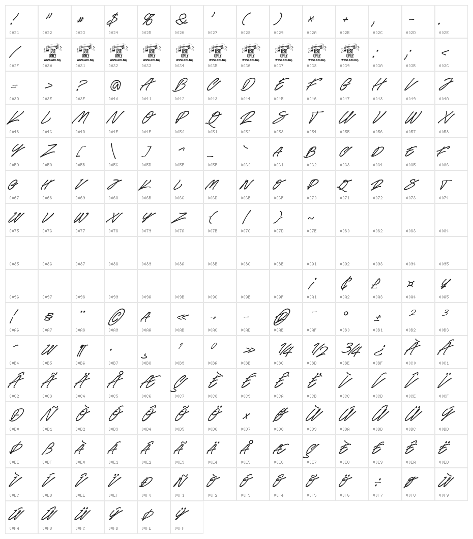 Race Fever Pen PERSONAL Character Map