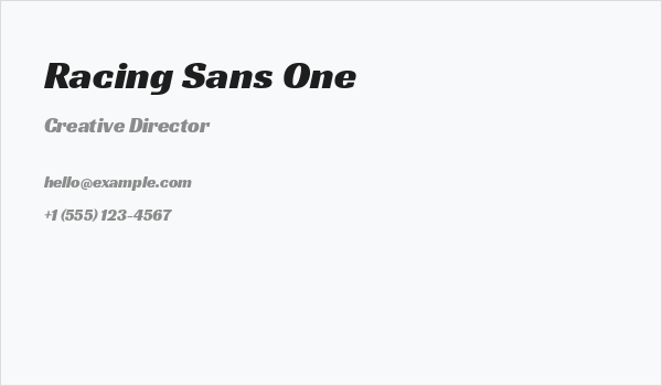 Racing Sans One Business Card