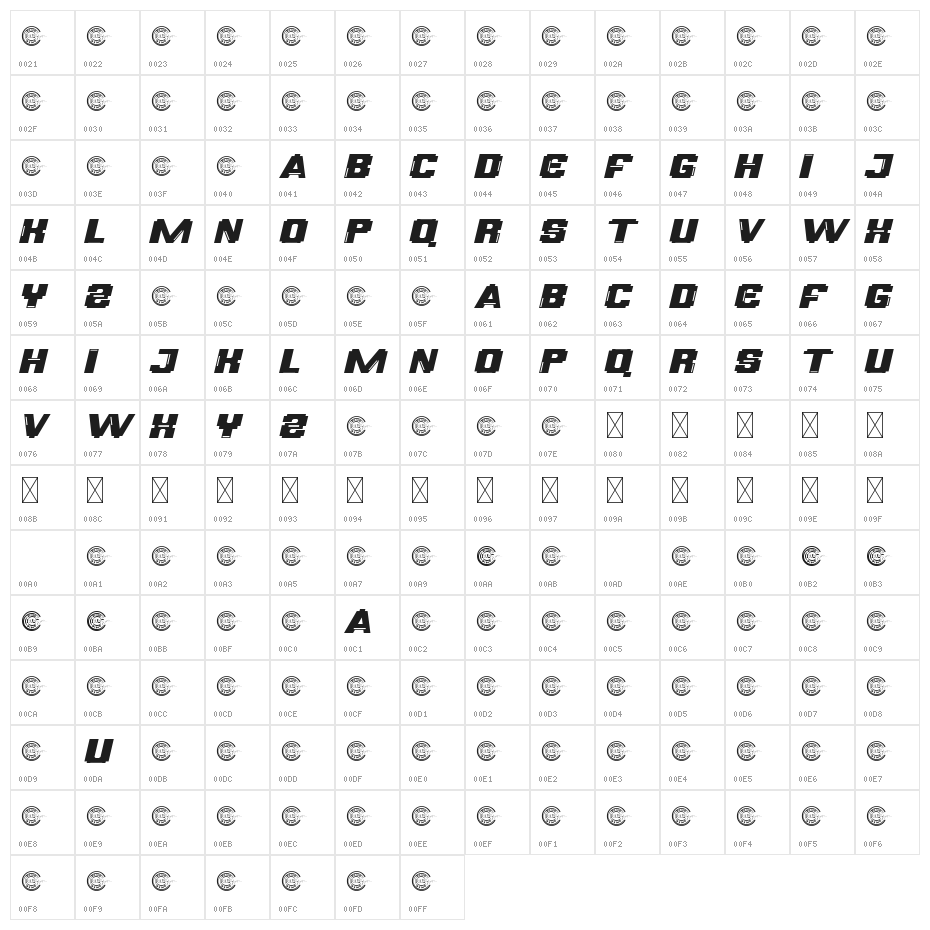 RacingOftenDemo Character Map