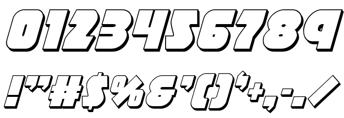 Racket Squad 3D Italic Font OTHER CHARS