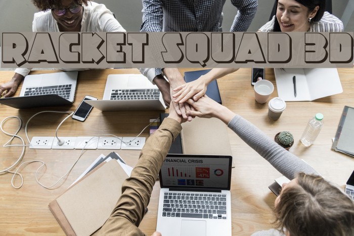 Racket Squad 3D Font examples