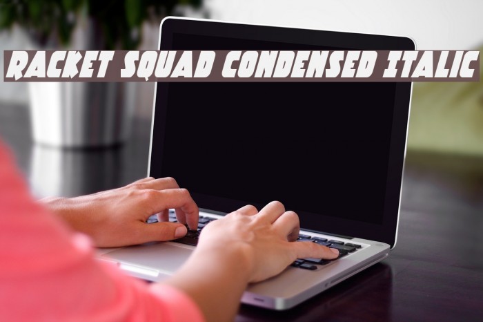Racket Squad Condensed Italic Font examples