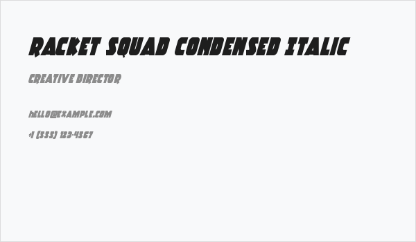 Racket Squad Condensed Italic Business Card