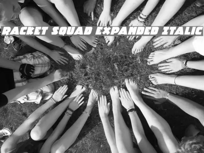 Racket Squad Expanded Italic Font examples