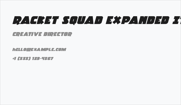 Racket Squad Expanded Italic Business Card
