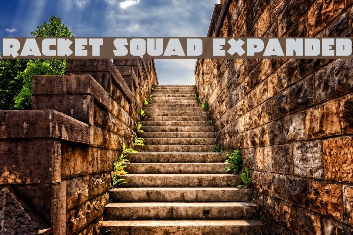 Racket Squad Expanded Font examples