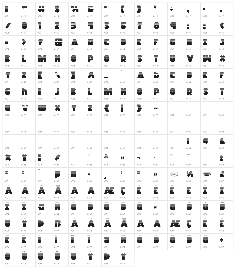 Racket Squad Halftone Character Map