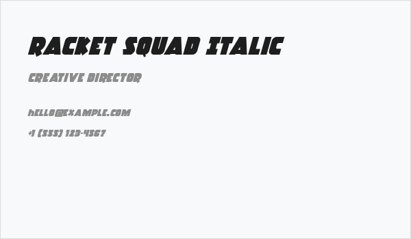Racket Squad Italic Business Card
