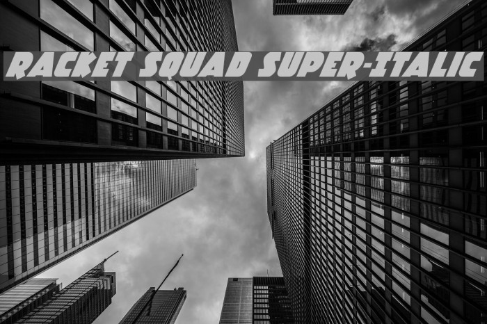 Racket Squad Super-Italic Font examples