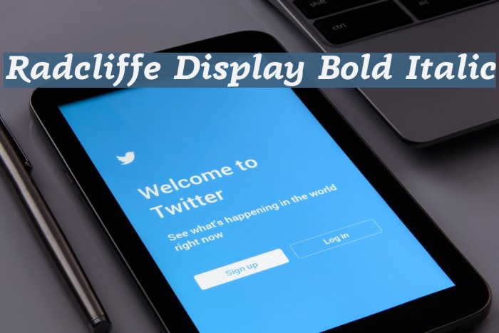 Radcliffe Display Bold Italic Font examples