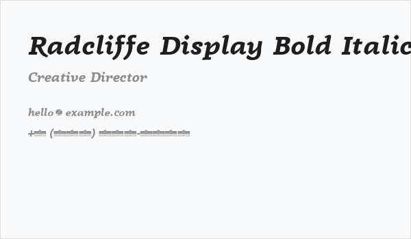 Radcliffe Display Bold Italic Business Card