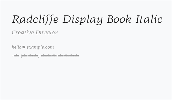 Radcliffe Display Book Italic Business Card