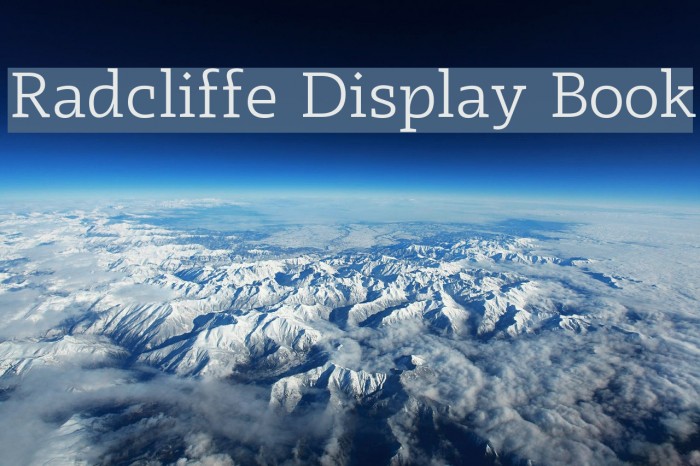 Radcliffe Display Book Font examples