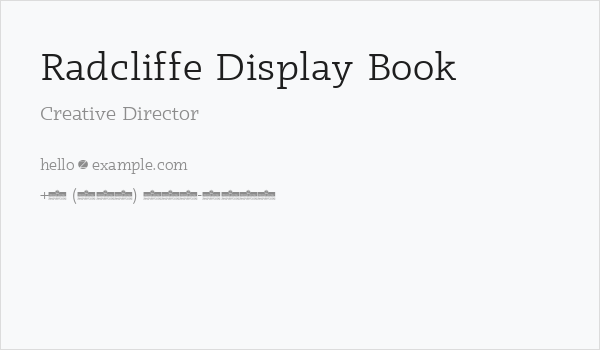 Radcliffe Display Book Business Card