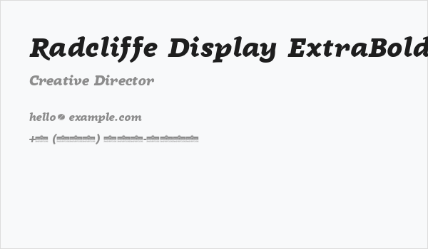 Radcliffe Display ExtraBold Italic Business Card
