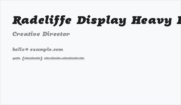 Radcliffe Display Heavy Italic Business Card