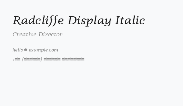 Radcliffe Display Italic Business Card