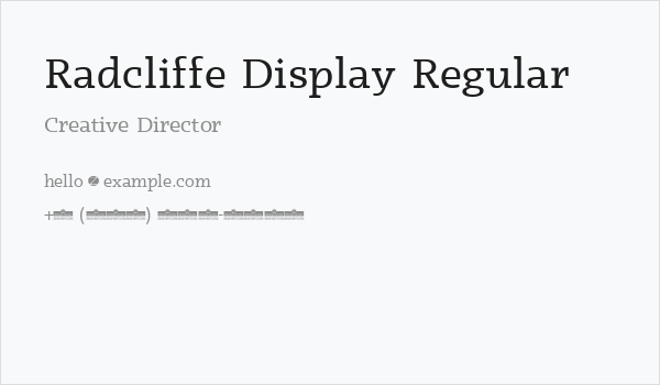 Radcliffe Display Regular Business Card