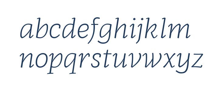 Radcliffe Text Light Italic Lowercase