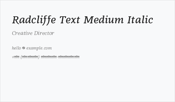 Radcliffe Text Medium Italic Business Card