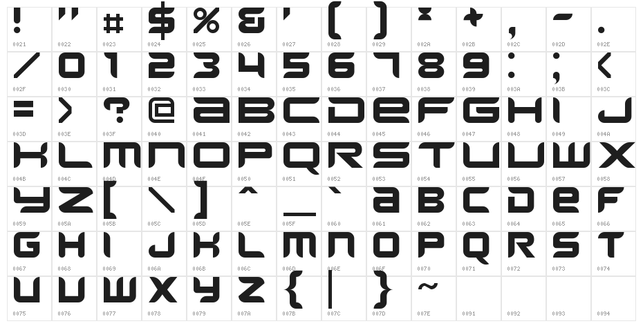 Radeon Regular Character Map