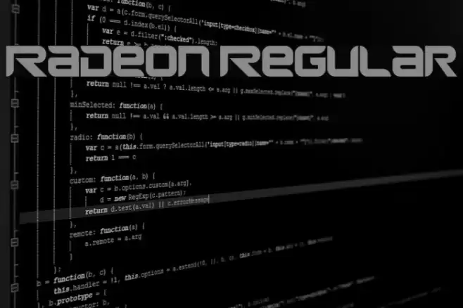 Radeon Regular Schriftart examples