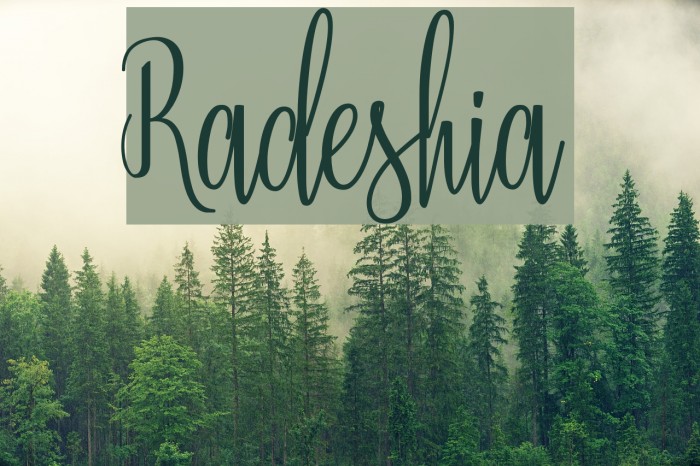 Radeshia Font examples