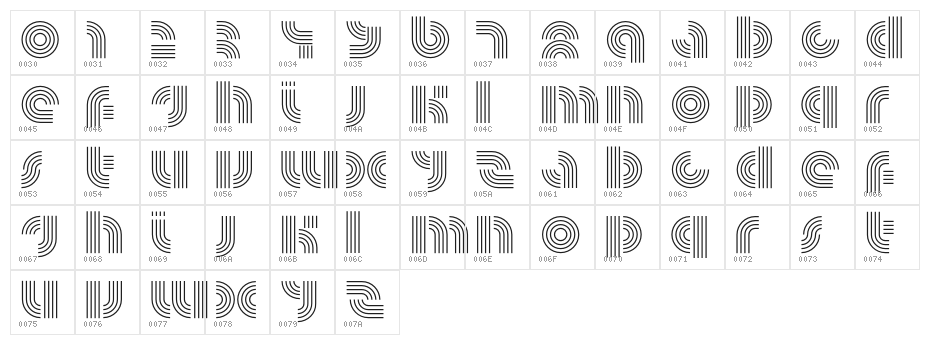 Radfahren-Lower Character Map