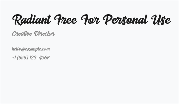 Radiant Free For Personal Use Business Card