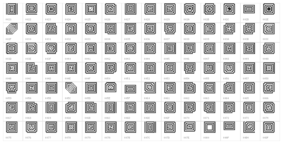 Radio Grave Regular Character Map