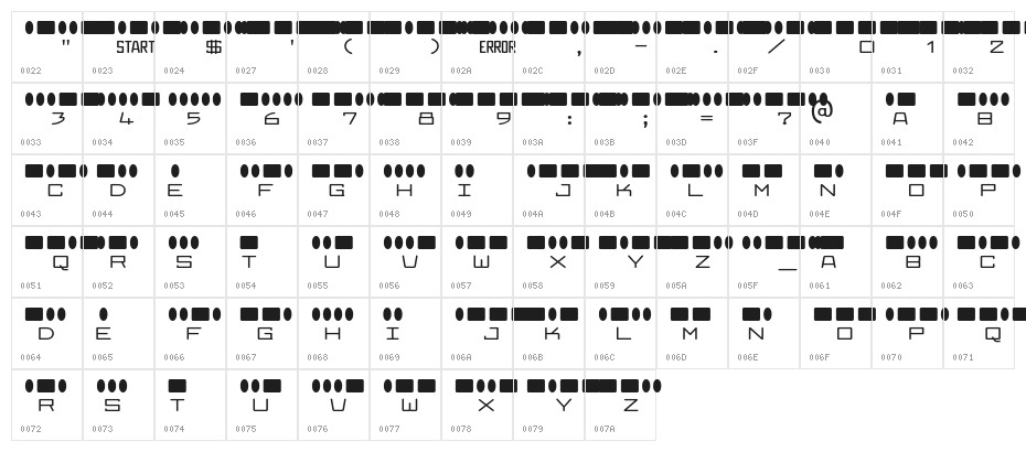 RadiosinMotion-Regular Character Map