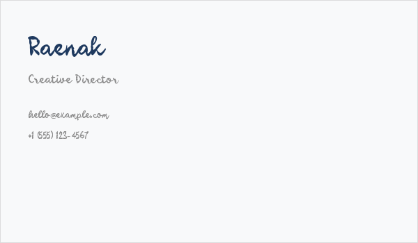 Raenak Business Card