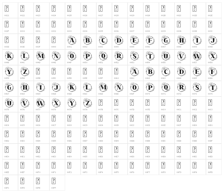 Rafaela Monogram Character Map