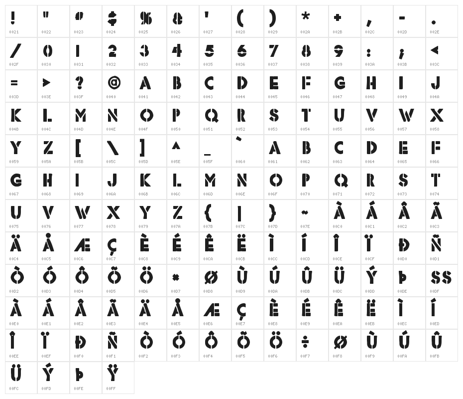 Rafika-Regular Character Map