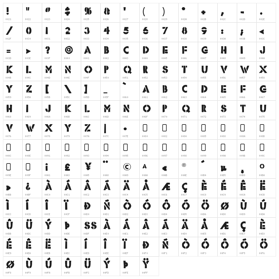Rafika-Regular Character Map