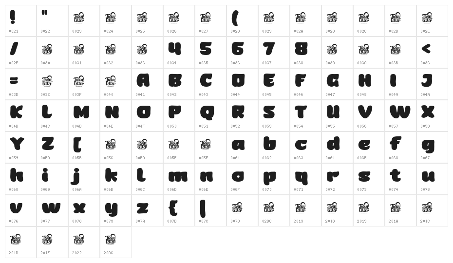 Rahido-Regular Character Map