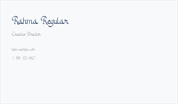 Rahma Regular Business Card