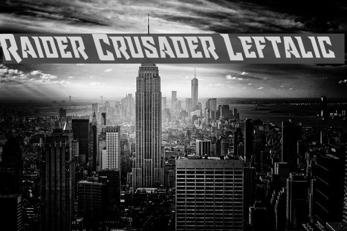 Raider Crusader Leftalic Font examples