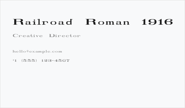 Railroad Roman 1916 Normal Business Card