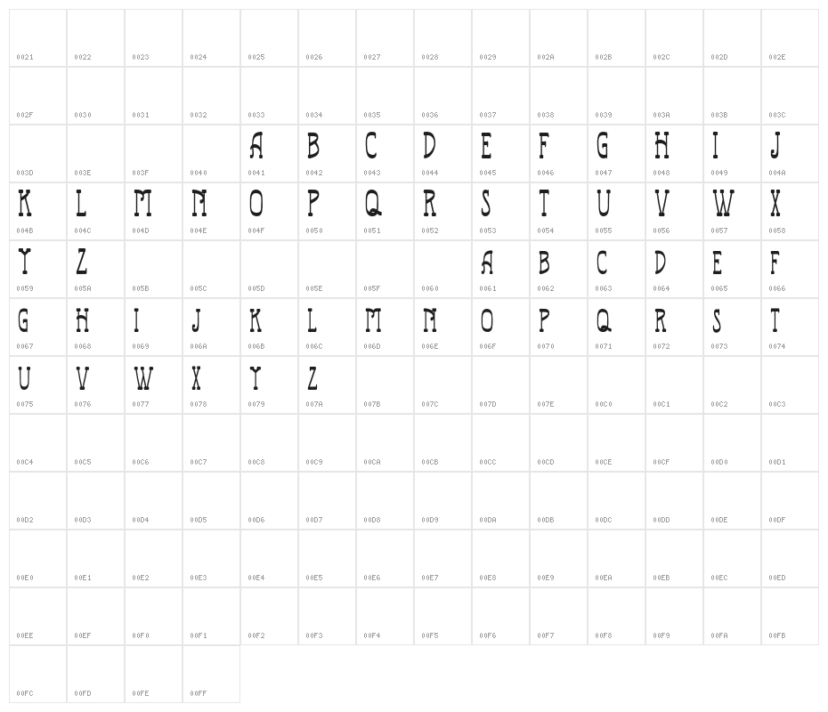 RailwayFREE Character Map