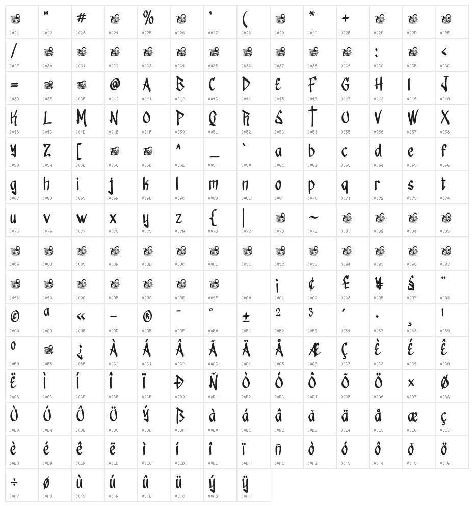 Raimok Skcoterc Trial Regular Character Map