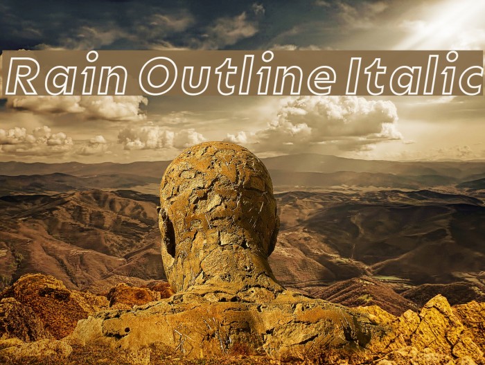 Rain Outline Italic Font examples