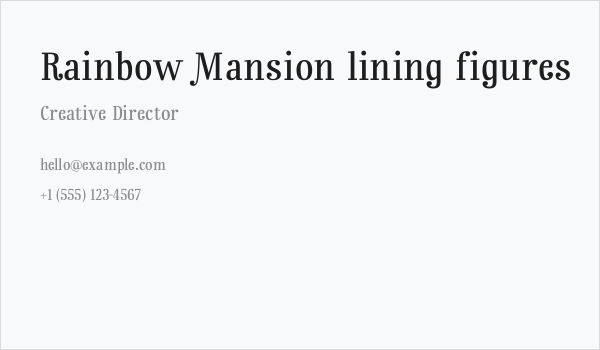 Rainbow Mansion lining figures Business Card