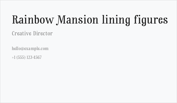 Rainbow Mansion lining figures Business Card