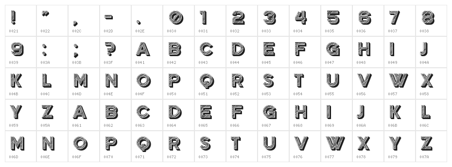 Rainbow Regular Character Map
