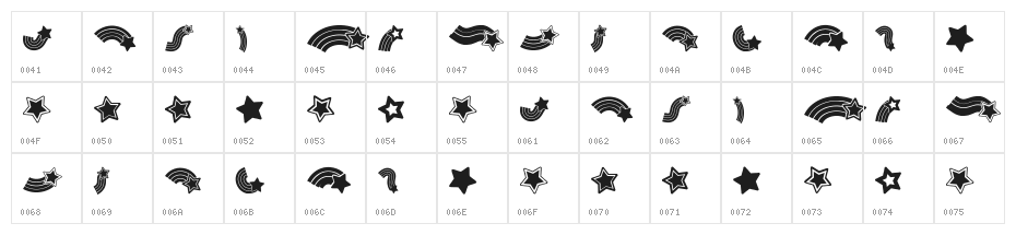 Rainbow Stars Regular Character Map